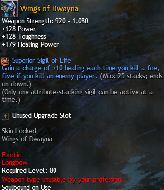 MMOJUGG Guild Wars 2 US Wings of Dwayna Details View of Item Function and Use